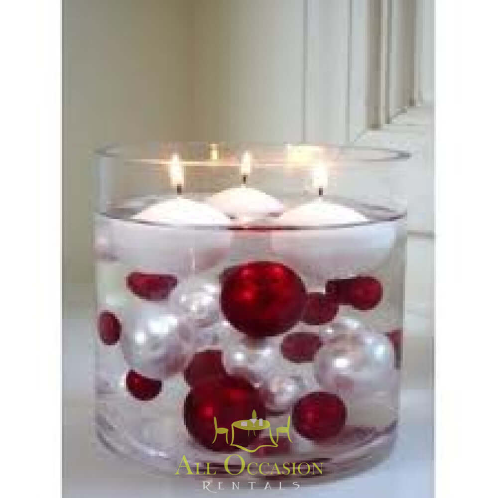 Center Pieces Candle with floating candles and decorative pearls, perfect for all occasions.