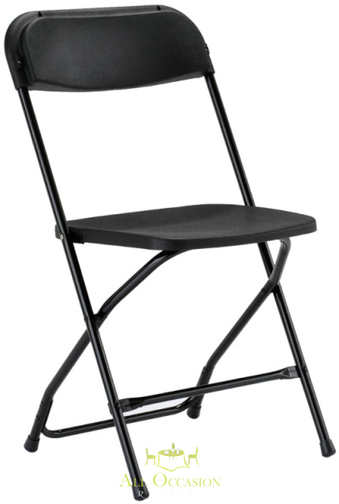 Black Plastic Folding Chair for versatile seating at events like weddings and parties.