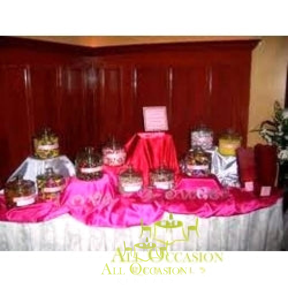 Candy Buffet CB-03 display with colorful desserts and candies for events, featuring elegant arrangement in pink decor.