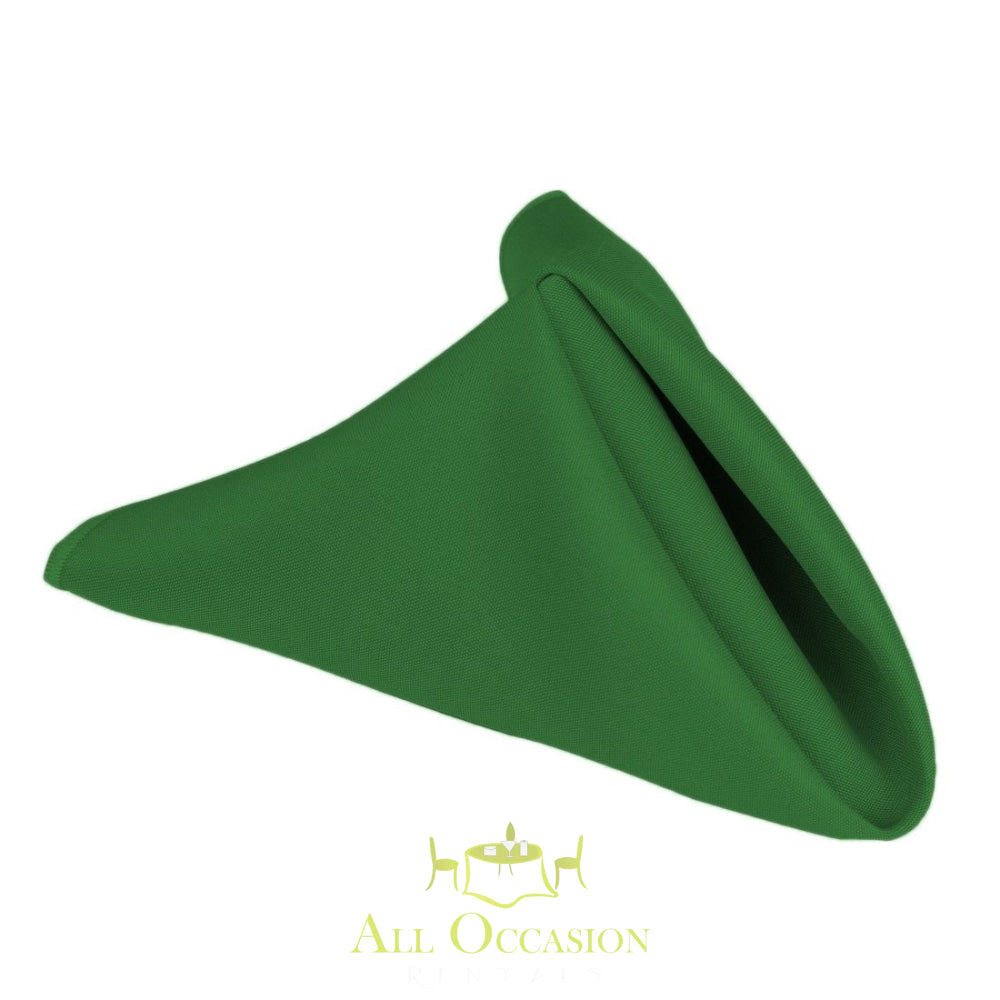 Valley green polyester napkin for event rentals, ideal for weddings and parties, available through Corona event rentals.