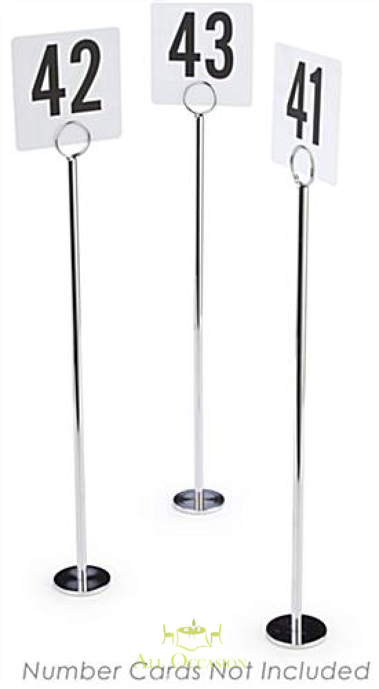Table Card Holder featuring three chrome stands for displaying card numbers 41, 42, and 43.