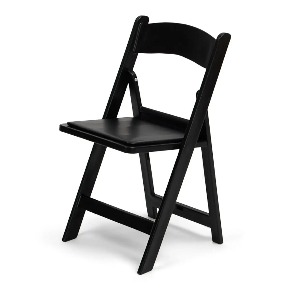 Resin black folding chair with padded seat