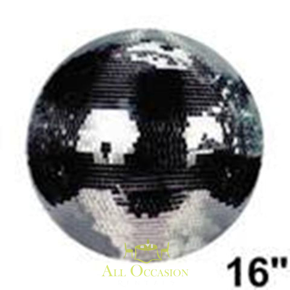 16-inch disco ball with battery-powered motor for Corona party rentals and event rentals in Inland Empire.