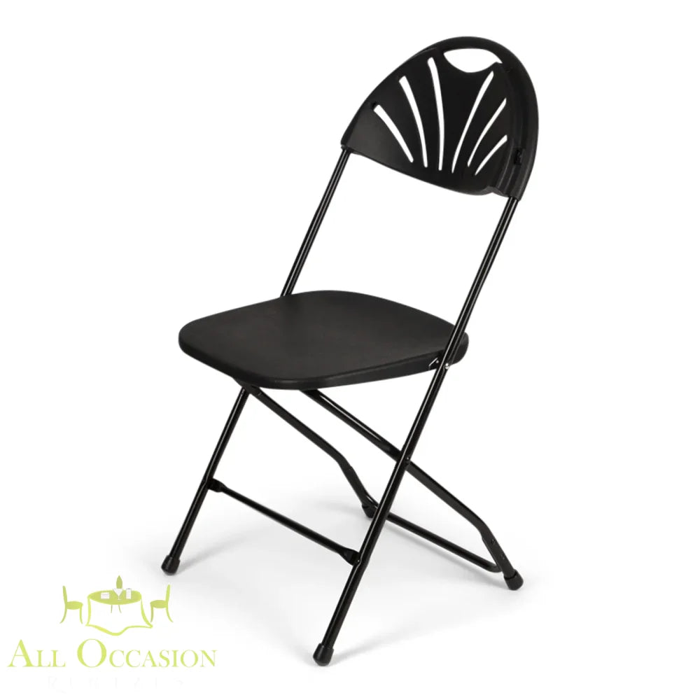 Fan Plastic Folding chairs Black, practical and elegant seating for events, featuring a fan-back design and sturdy frame.