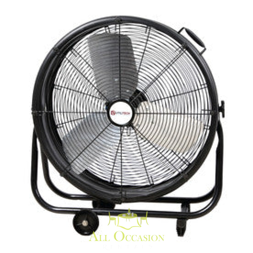 24" high velocity floor fan for event rentals, ideal for cooling tents at Corona parties and weddings.