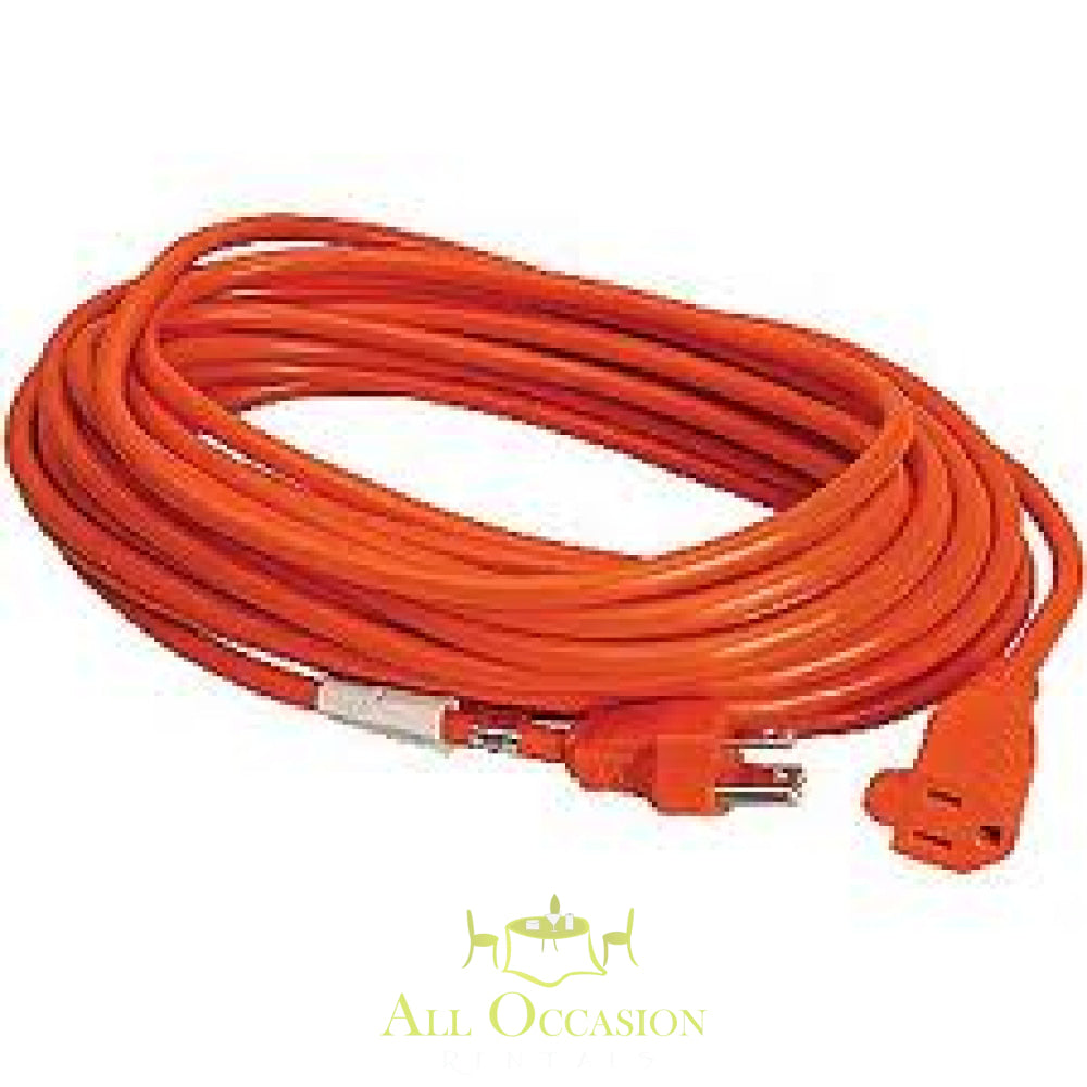 25' orange extension cord ideal for Corona event rentals and outdoor equipment rental in Inland Empire.