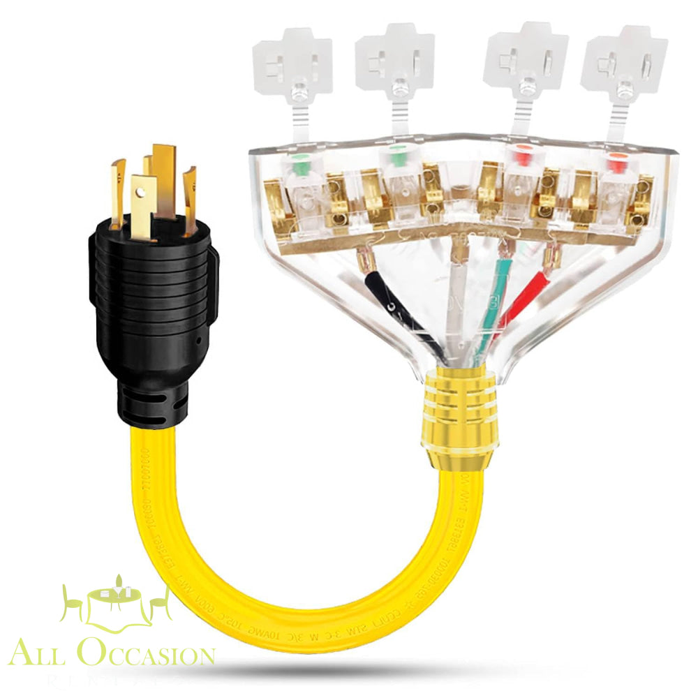 Twist Lock Power Plug Rental for generators and events, featuring a secure locking electrical connection.