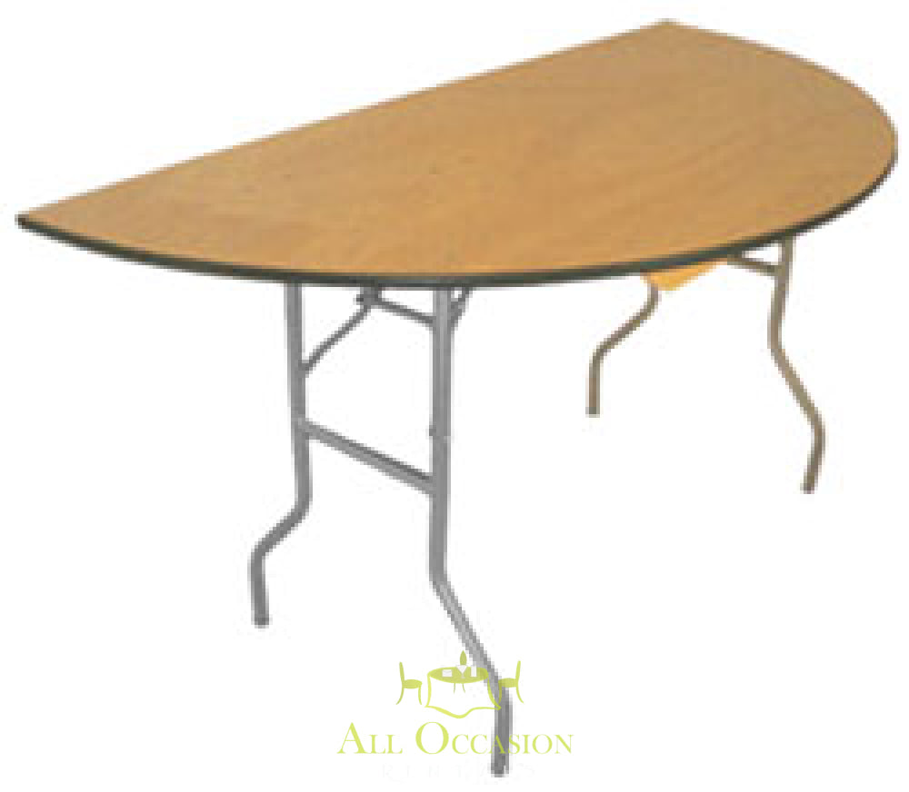 Half round folding table 48" for event rentals, perfect for weddings and receptions in Corona and Inland Empire.