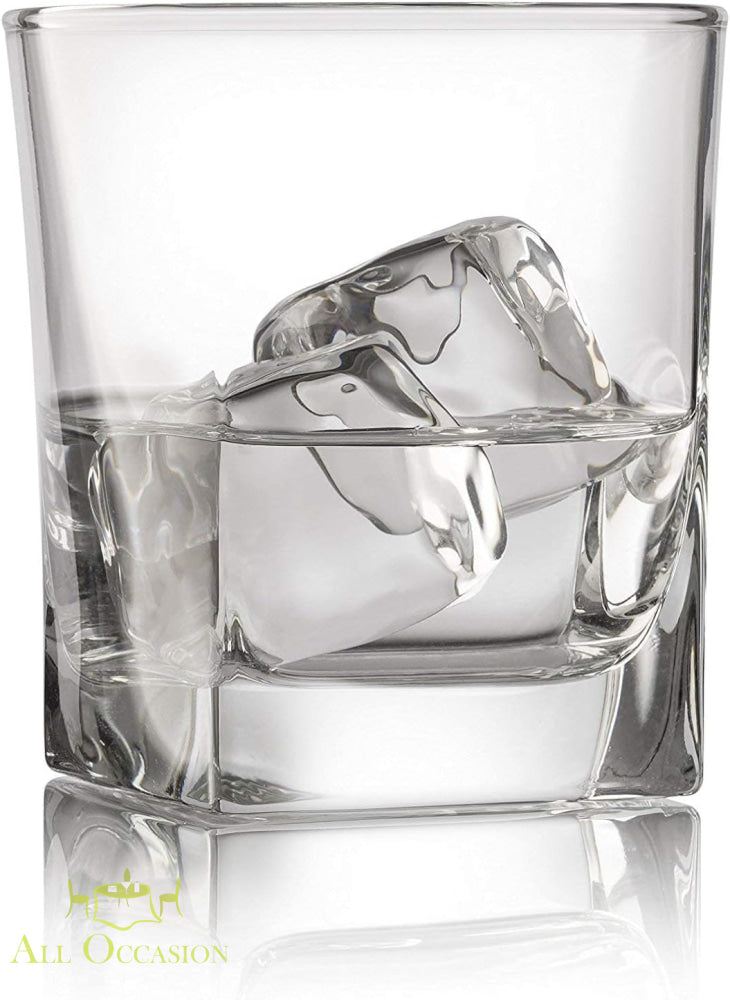 Rocks Glass 10.5 Ounce Rental filled with ice and whiskey, ideal for cocktails and mixed drinks.