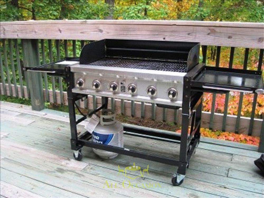 6-burner propane gas grill for event rentals, perfect for outdoor cooking at parties and gatherings in Corona.