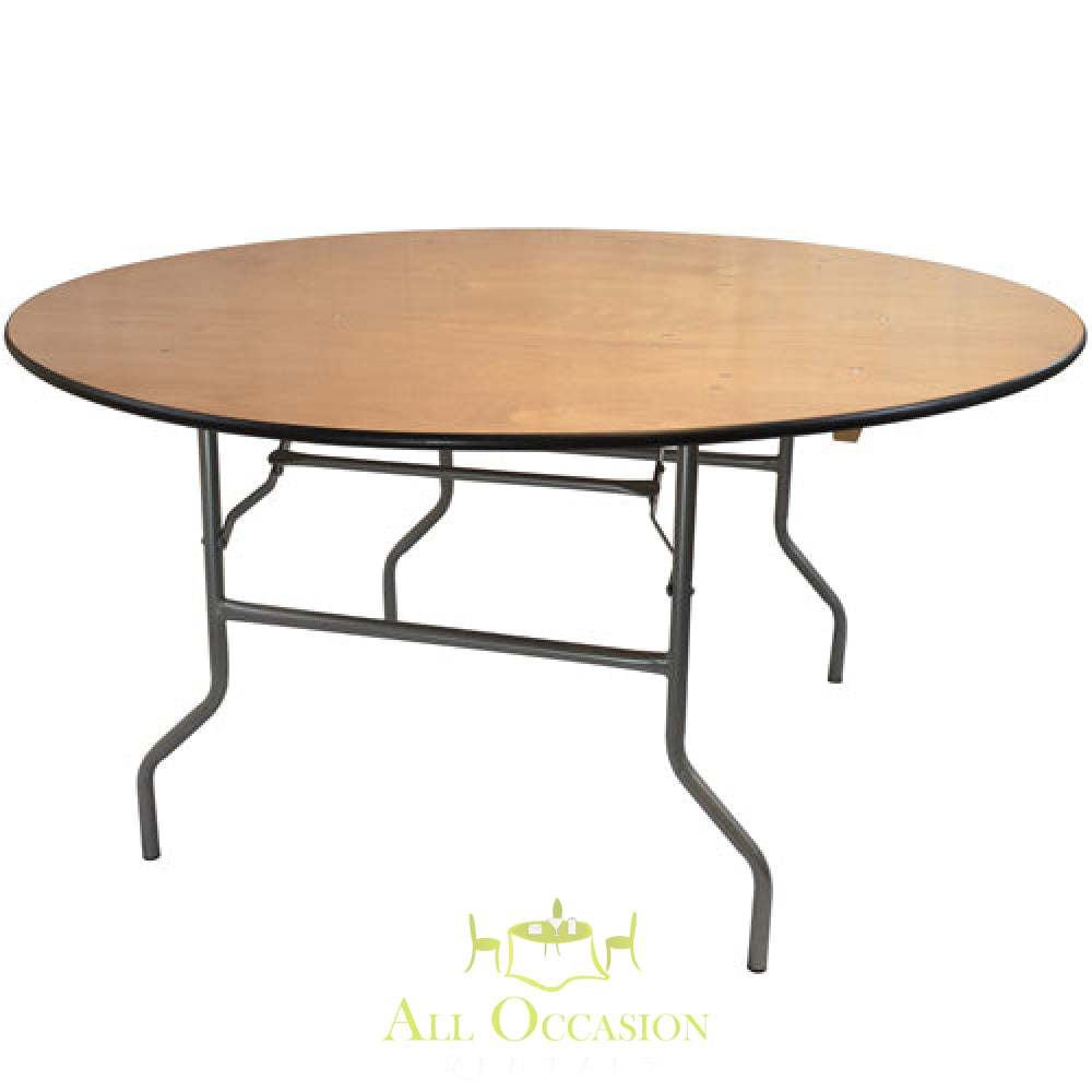 72" round banquet table, perfect for events and gatherings, available for rental in Corona and the Inland Empire.