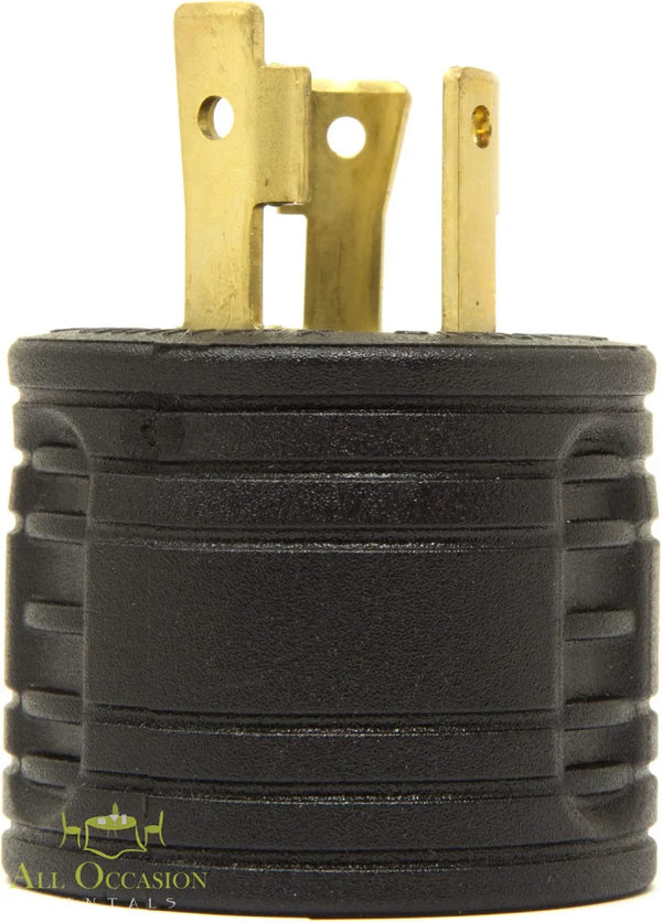 Twist Lock Power Plug Rental shown from the side, featuring its secure twist-lock design for event power connections.