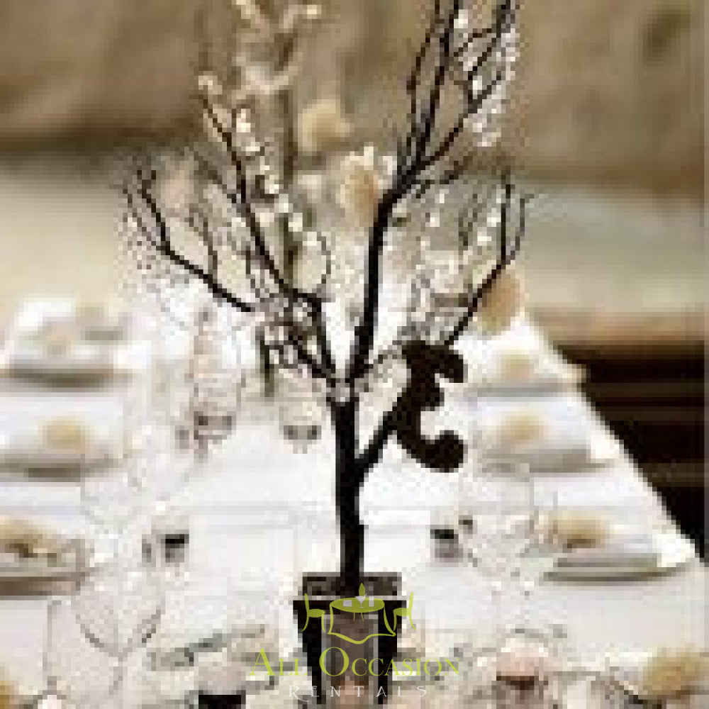 Center Pieces Crystal Tree decor for events, ideal for wedding rentals and banquet tables in Corona.