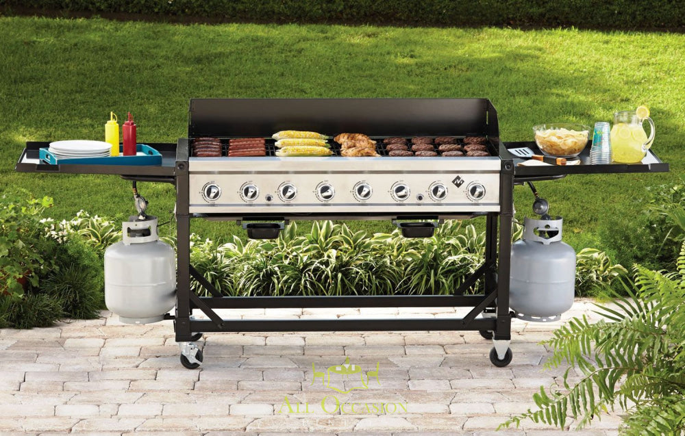 8-Burner Event Propane Gas Grill for party rentals, ideal for BBQs, catering, and all occasion events in Corona.