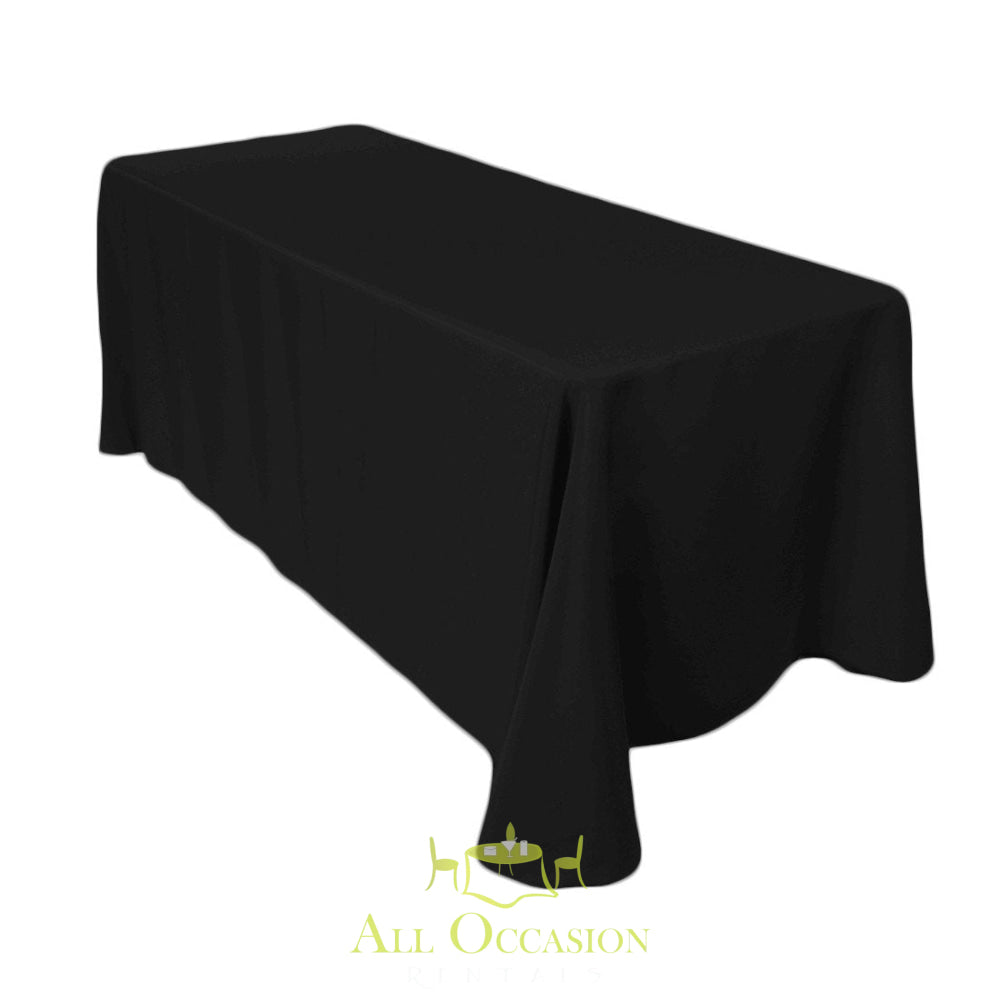 8 ft Polyester Black Table Drape.