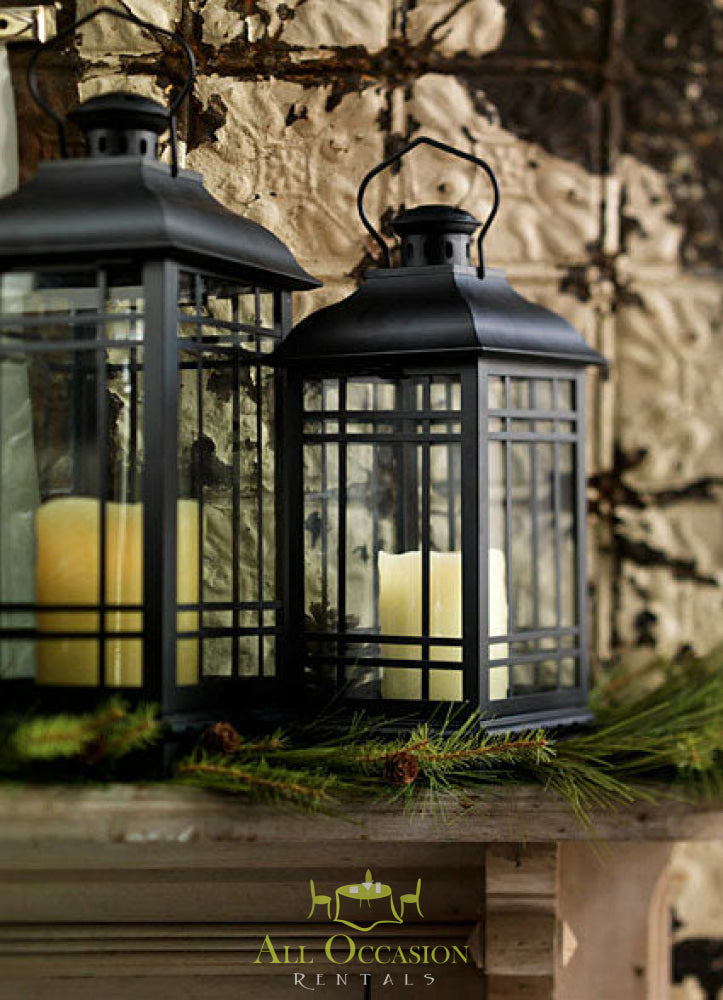 Black metal lanterns medium.