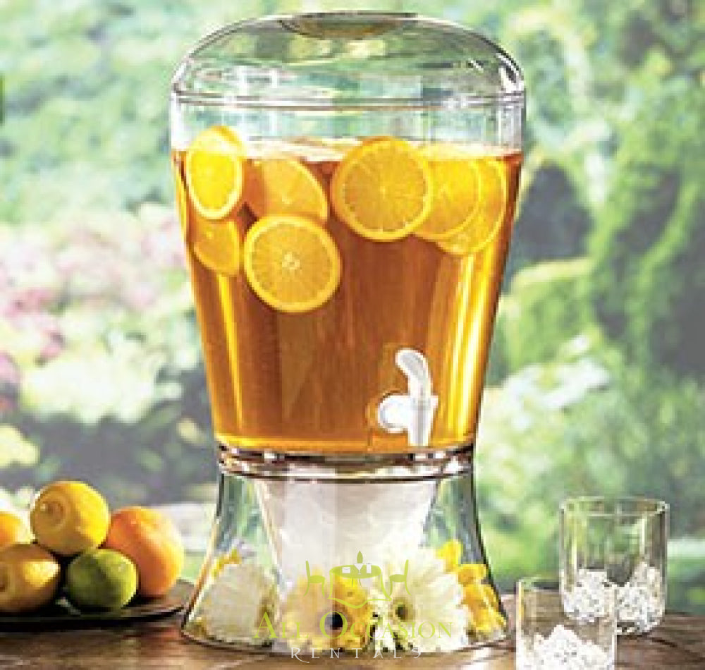 3-gallon beverage dispenser with citrus drinks, ideal for outdoor parties, perfect for Corona event rentals.