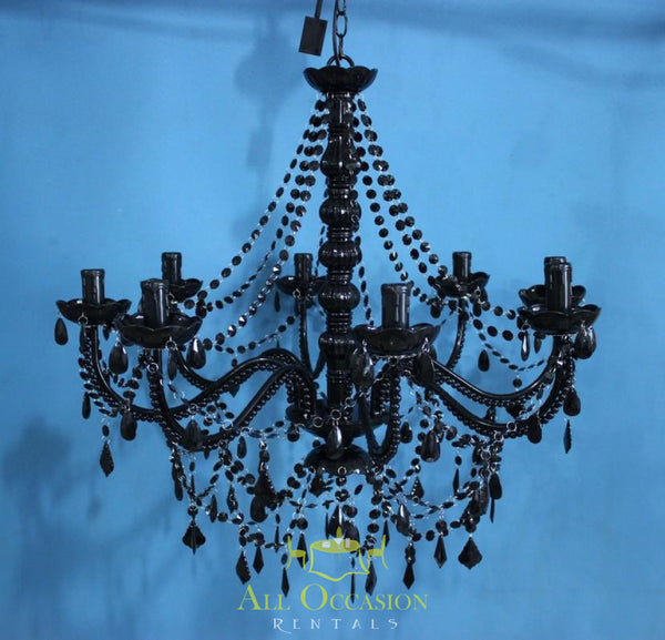 8 Crystal black chandelier lights.