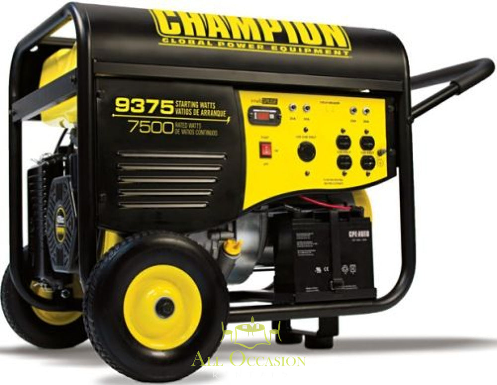 Champion 9375 watt generator for reliable power, ideal for Corona party rentals and event setups.