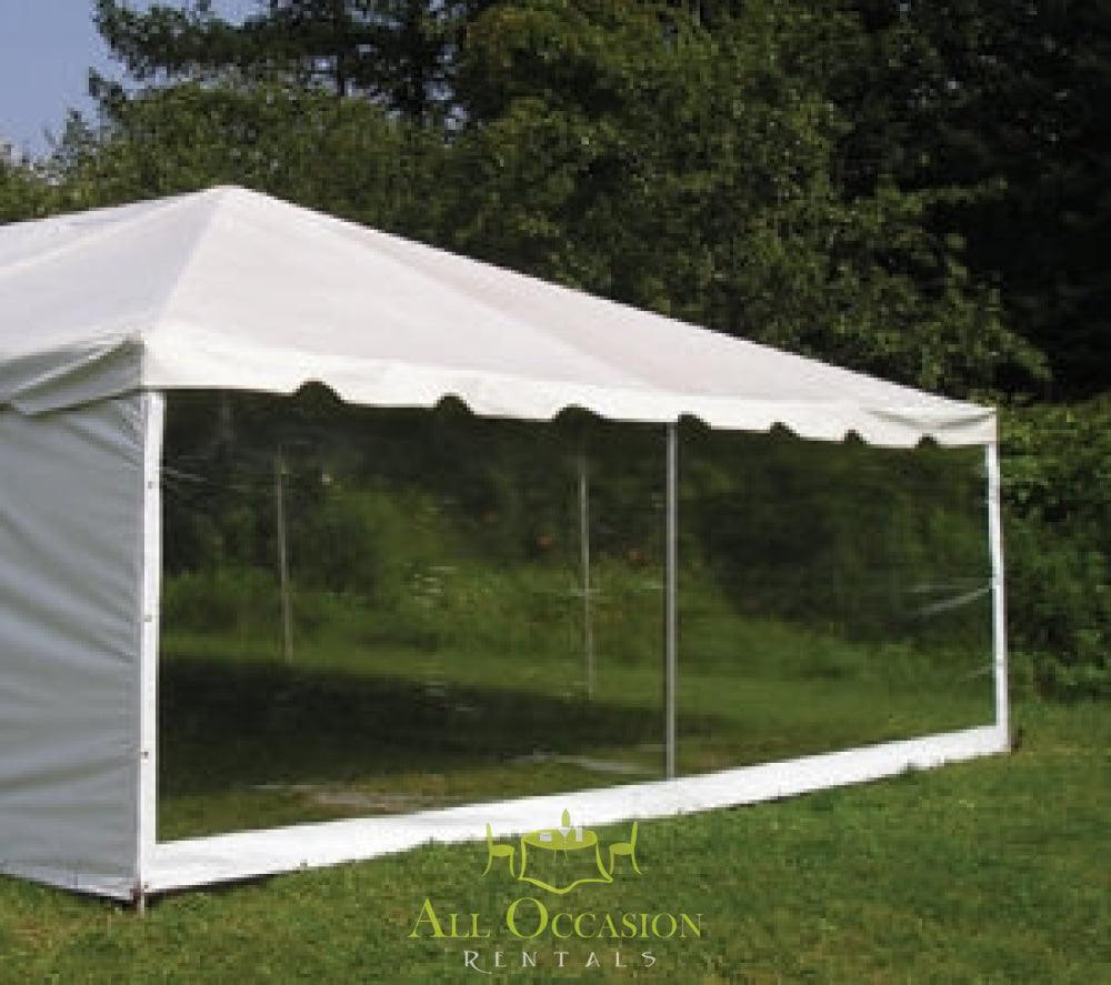 Clear sidewall tent rental in Corona, perfect for outdoor events and parties. Ideal for event rentals in the Inland Empire.