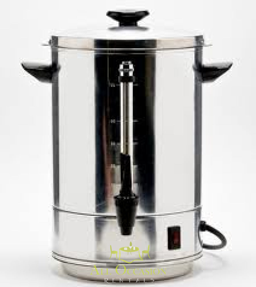 50-cup coffee maker rental for events in Corona, ideal for catering and banquet tables rentals.