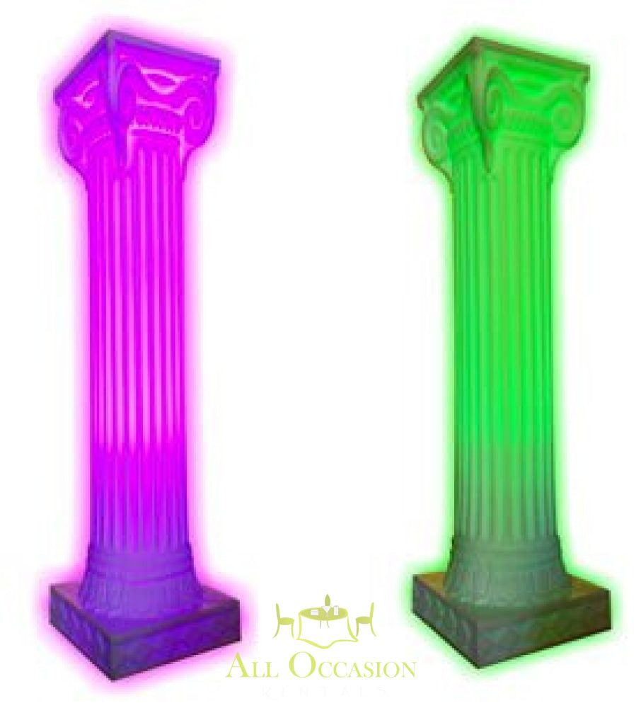 Decorative illuminated columns for event rentals, perfect for weddings and parties in Corona, CA.
