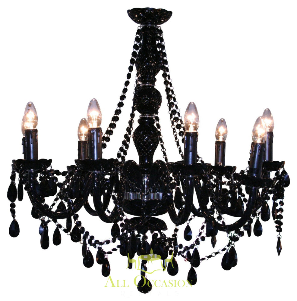 8 Crystal black chandelier lights.
