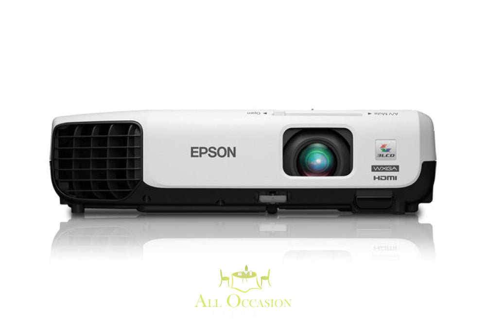 Epson portable multimedia projector for indoor and outdoor events, ideal for Corona event rentals and presentations.