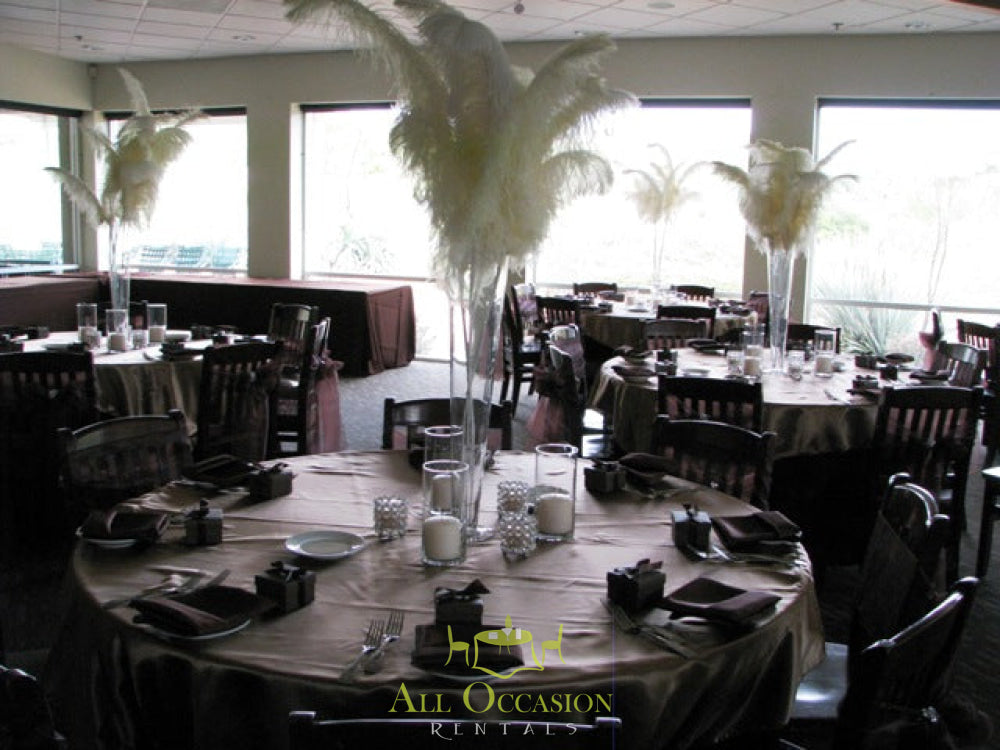 Elegant Feathers Centerpieces for event rentals in Corona CA, enhancing table settings with a touch of luxury.