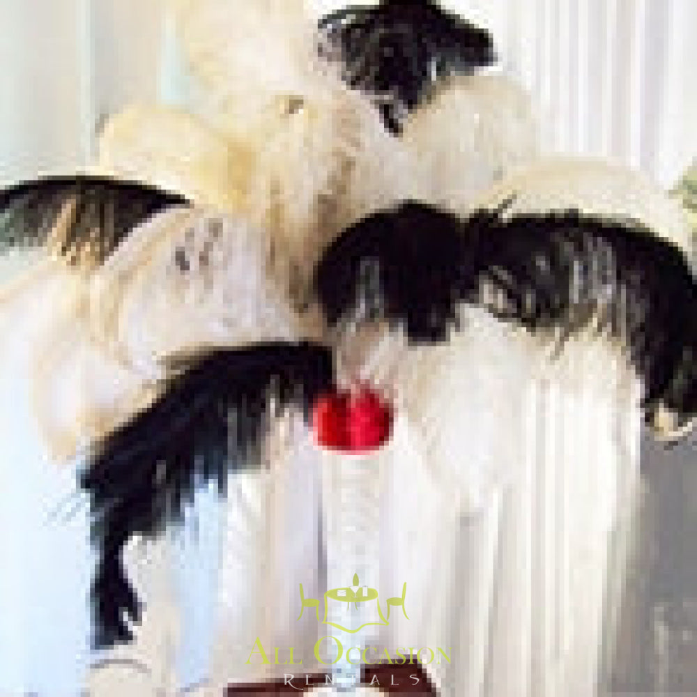 Elegant Feathers Centerpieces for event rentals in Corona CA, perfect for weddings and vintage celebrations.
