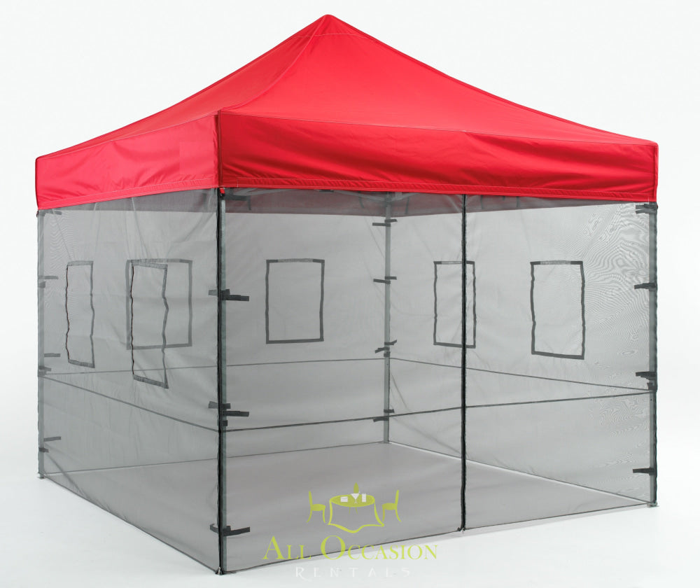 Food Service Mesh Wall 8' x 10' tent rental for events in Corona, ideal for outdoor catering and parties.