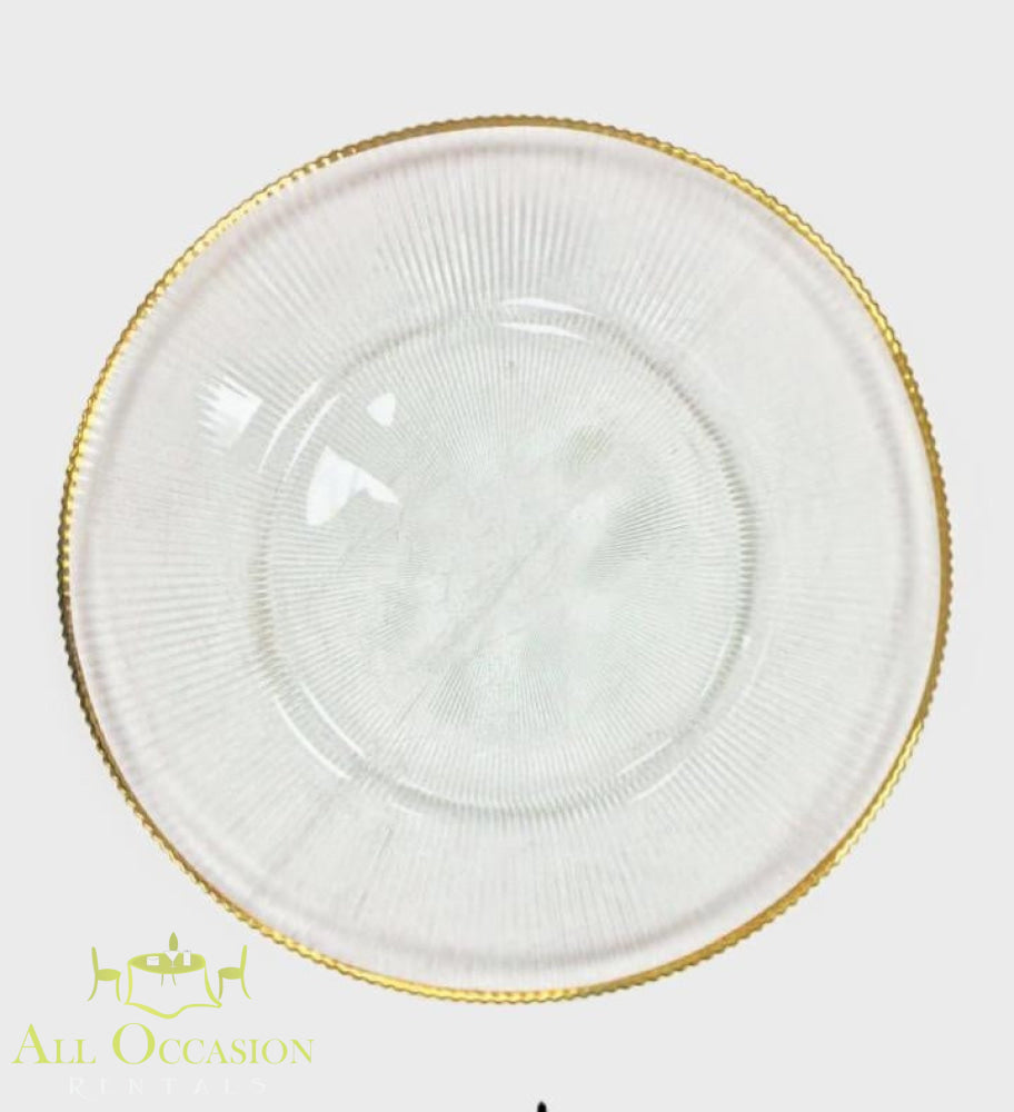 Glass Charger Plate with Gold Rim