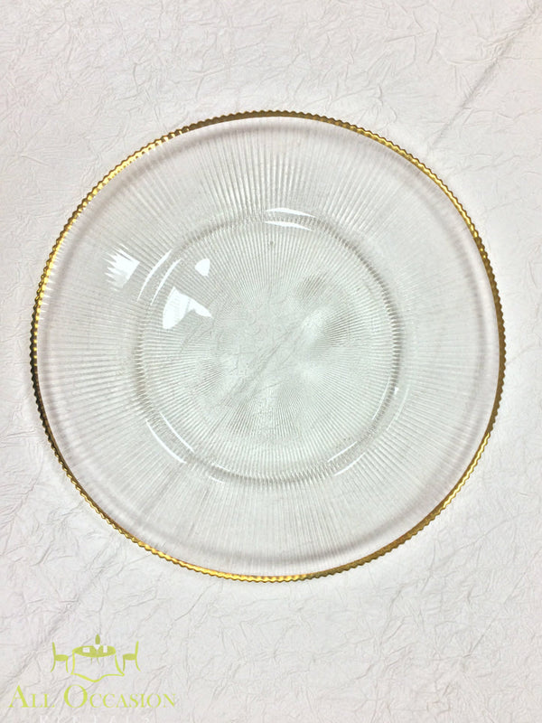 Glass Charger Plate with Gold Rim.
