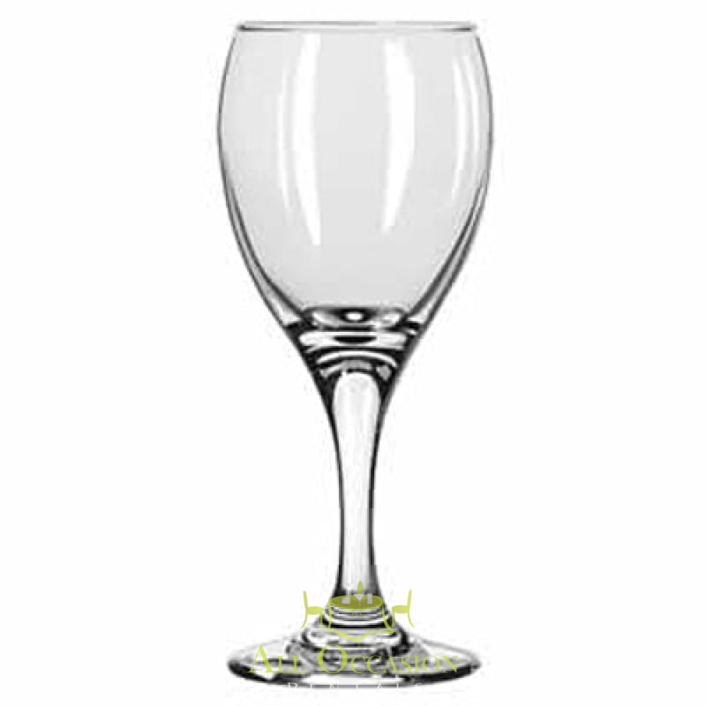 Clear stemmed wine glass ideal for events; rentals available in Corona and Inland Empire for all occasions.