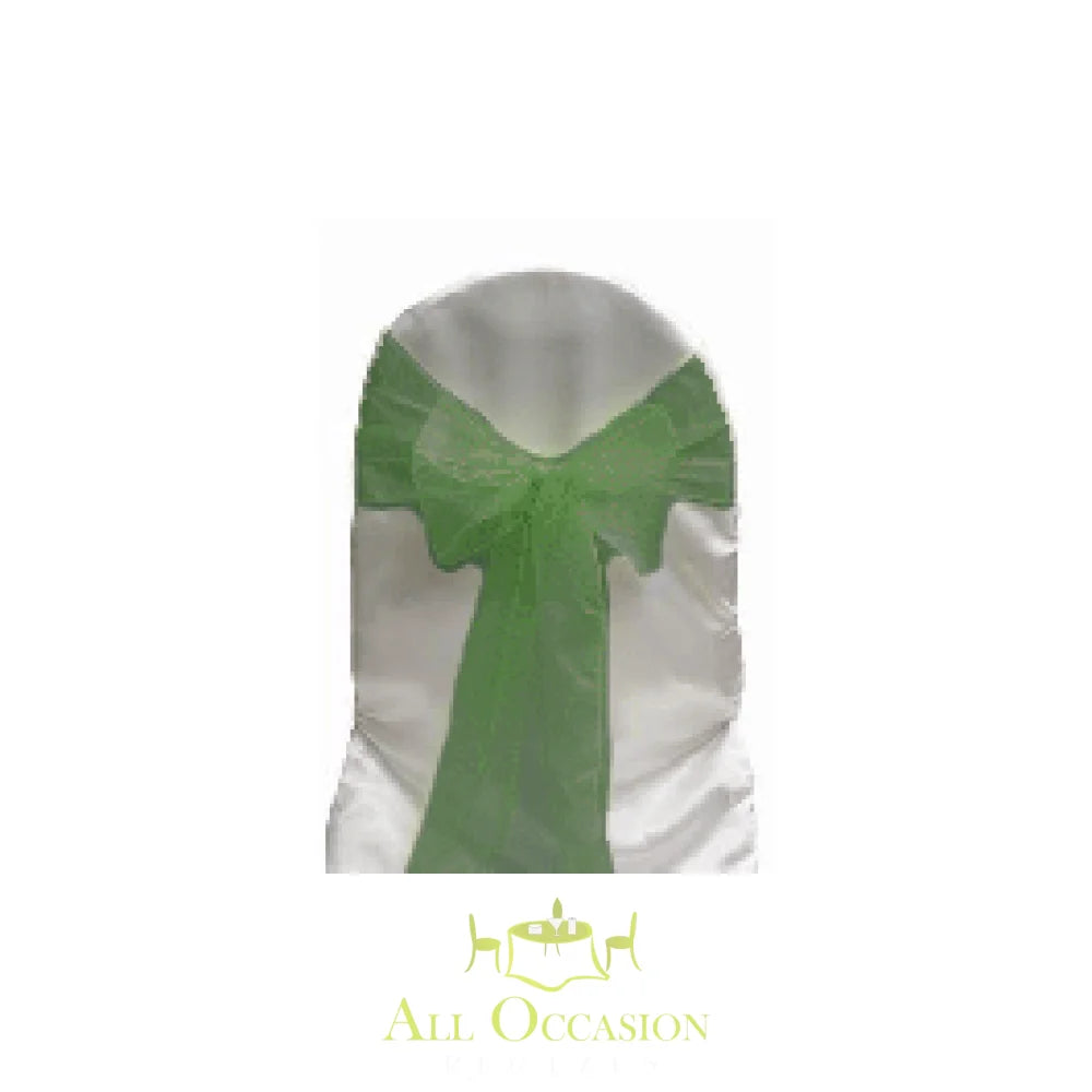 Willow Green Organza Sash for chair rentals, perfect for weddings and events in Corona and Inland Empire.
