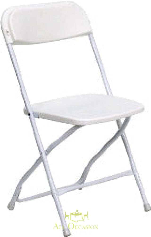 White plastic folding chair for kids, ideal for Corona party rentals and events in the Inland Empire.