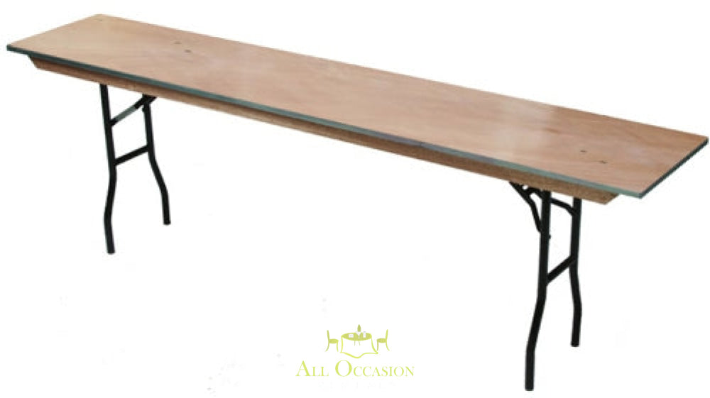 Plywood folding seminar table 18"x72", perfect for events and rentals in Corona, Ideal for banquets and gatherings.