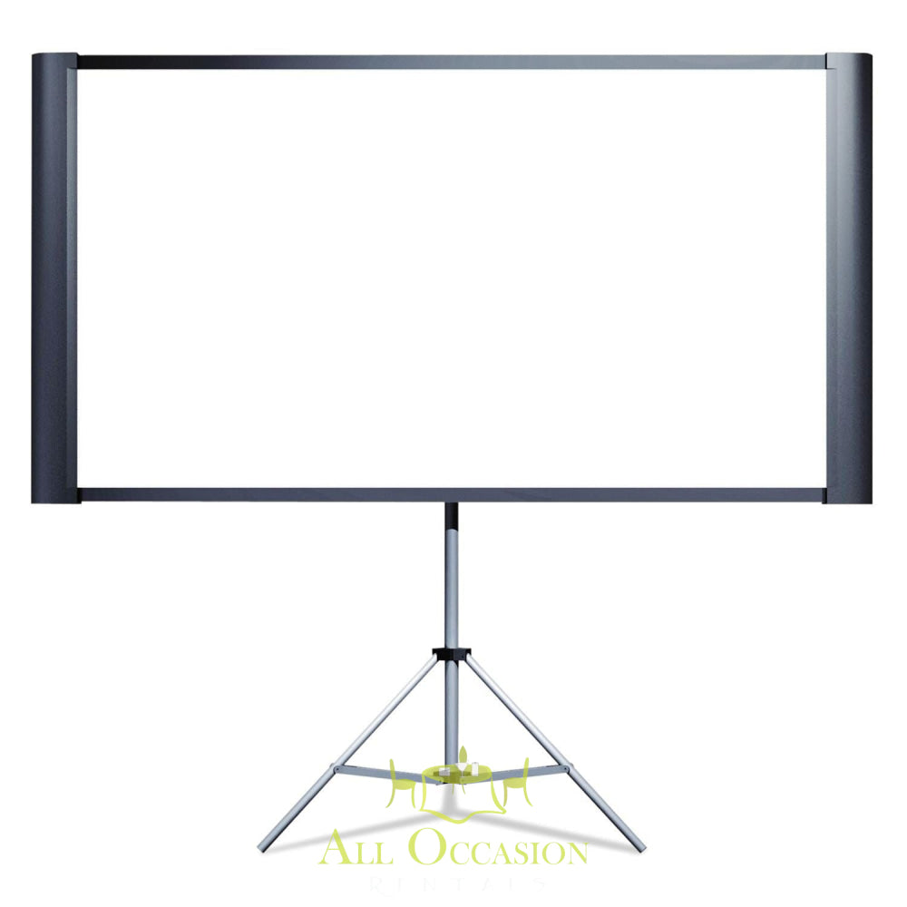 Portable 80" projection screen for events and rentals in Corona, ideal for presentations and home theaters.
