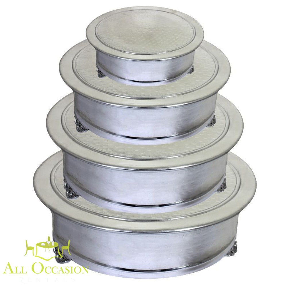 Round cake stand hammered 4 size