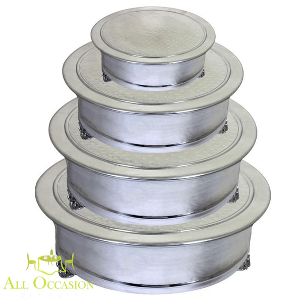Round cake stand hammered 4 size