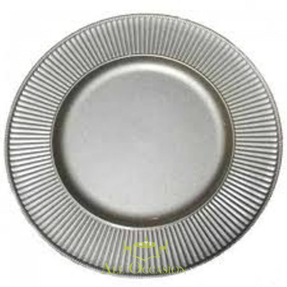 Charger Plate Silver for elegant table settings, perfect for Corona party rentals and event rentals in the Inland Empire.