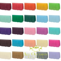 Variety of colorful table linens for rental, perfect for events in Corona and the Inland Empire.