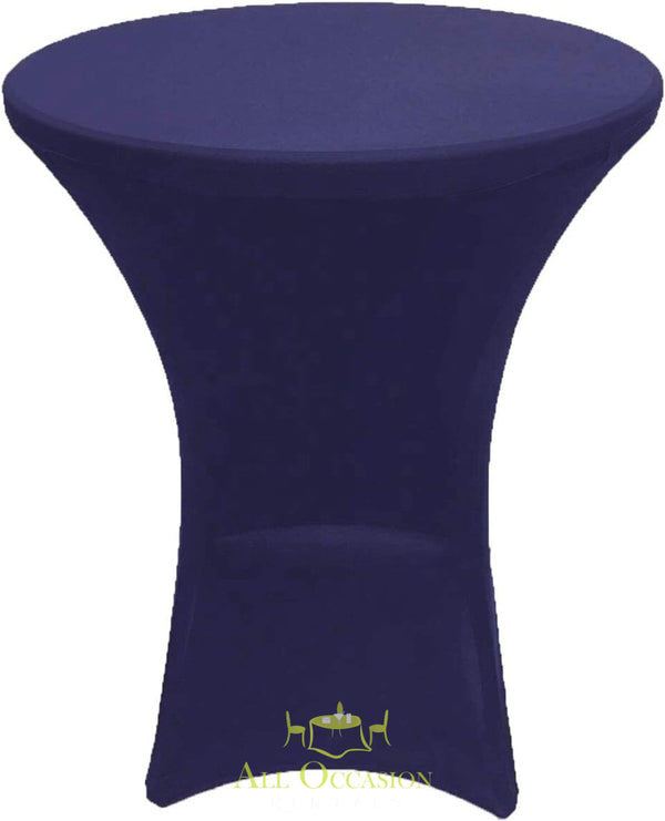 Spandex Cocktail Table Covers Navy Blue.