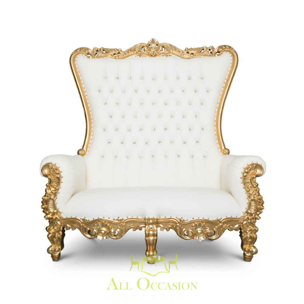 THRONE LOVE SEAT GOLD.