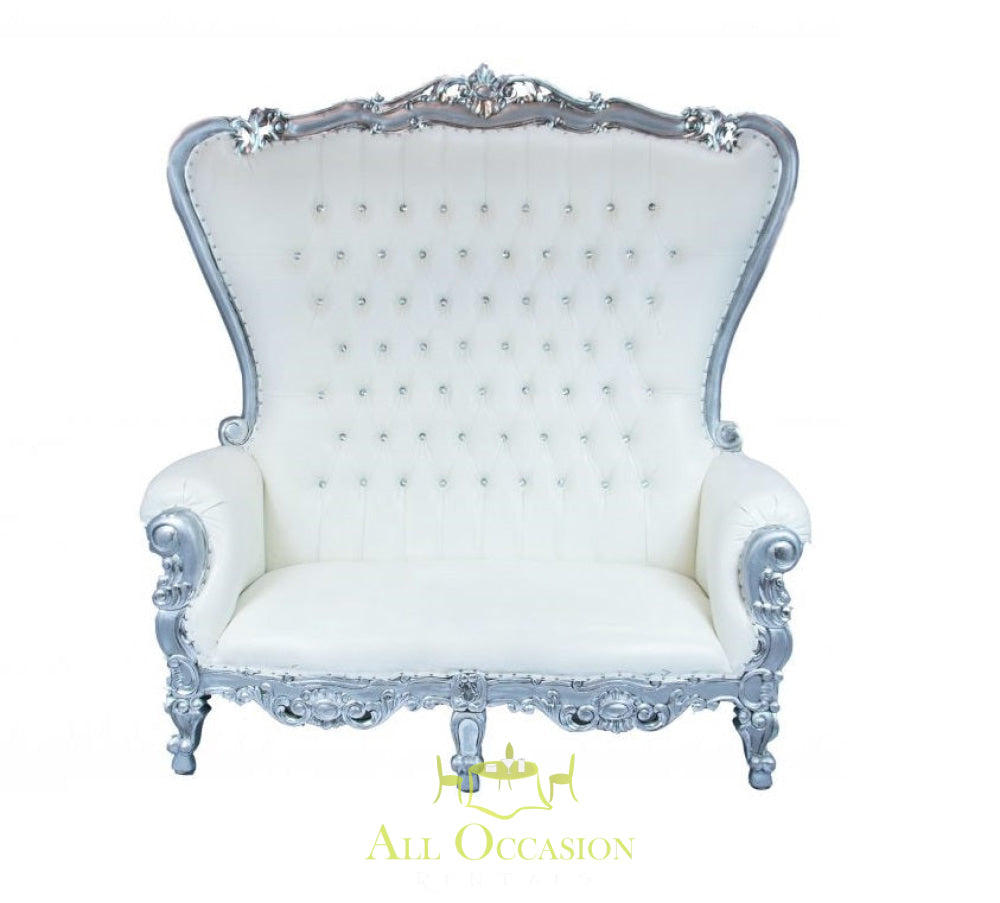 THRONE LOVESEAT SILVER.