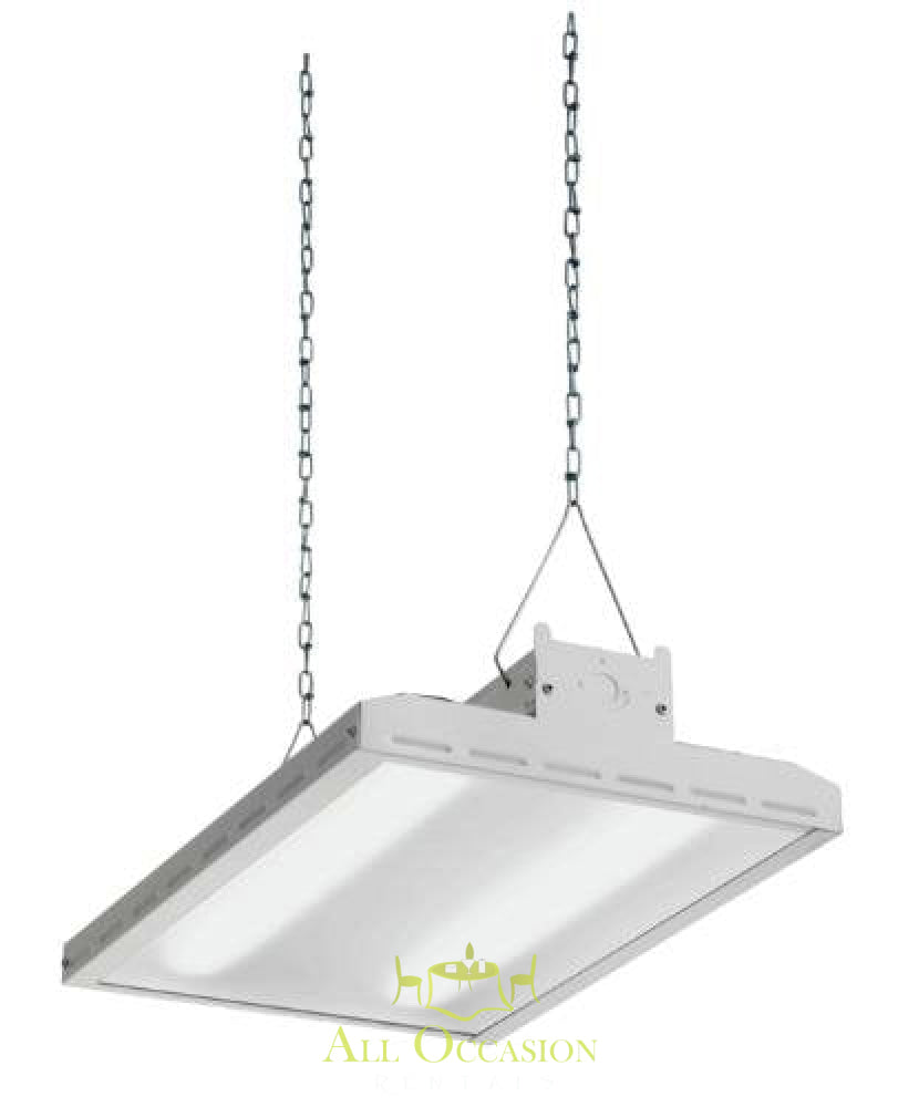 White LED High Bay Light for tent rentals in Corona, ideal for all occasion lighting with energy efficiency savings.