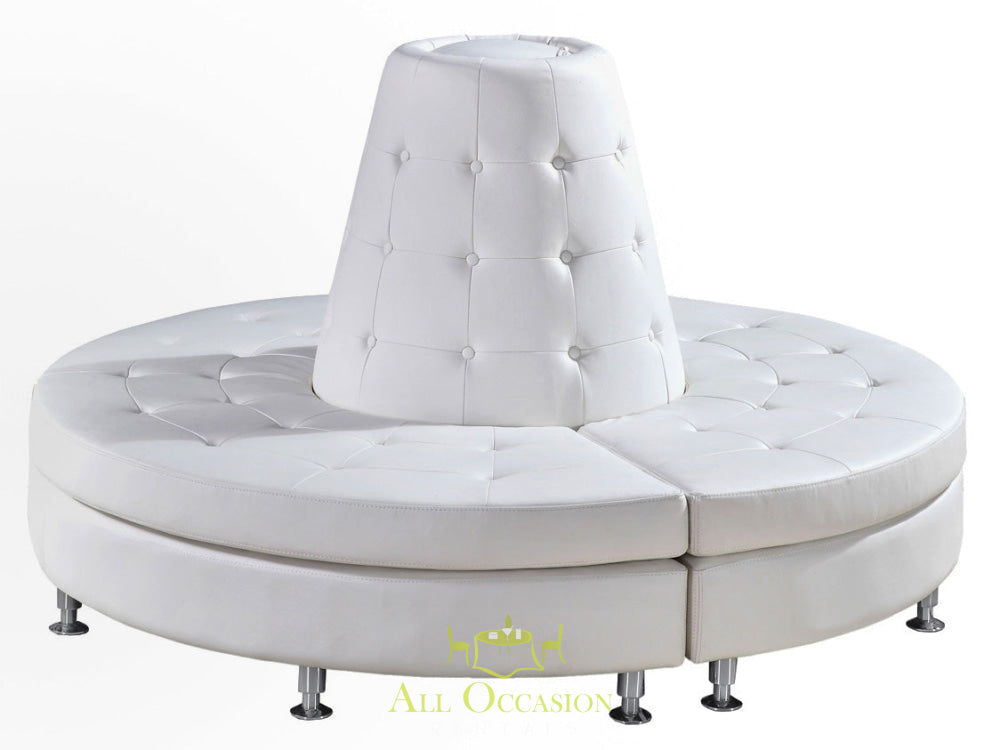 White Tufted Round Lounge Couch Cone.