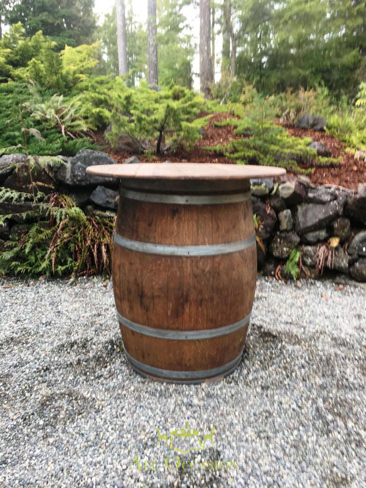 Wine Barrel Cocktail Table.
