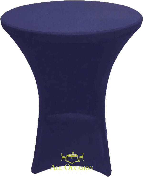Spandex Cocktail Table Covers Navy Blue.