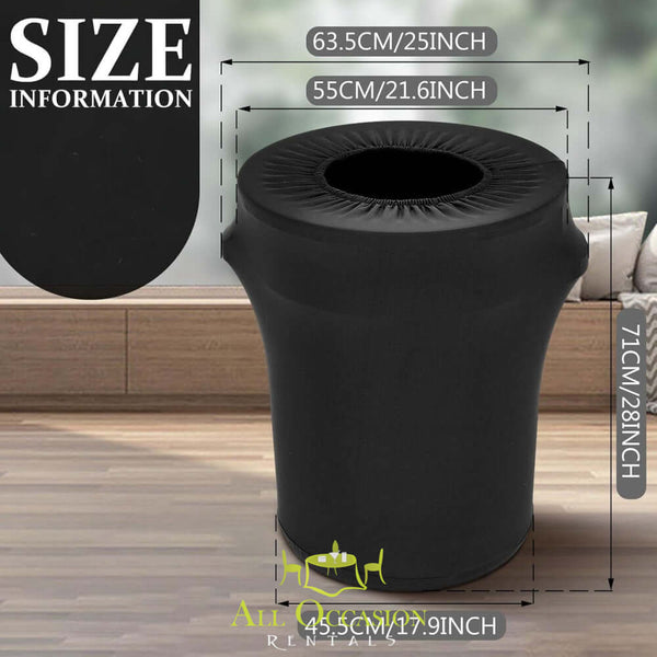 Trash Container Spandex 32 Gallon Cover size information with dimensions for a perfect fit.